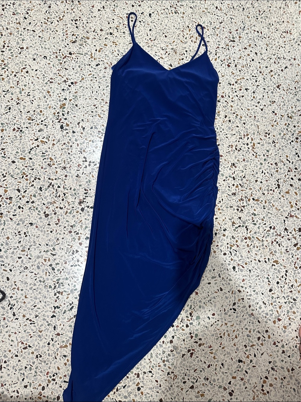 Elegant Royal Blue Slip Dress with Side Ruching